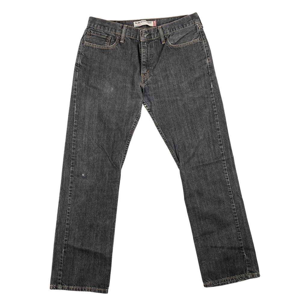Levi's Jeans Mens 34x32 Black Gray 514 Slim Straight Denim‎ Pants Made in Mexico